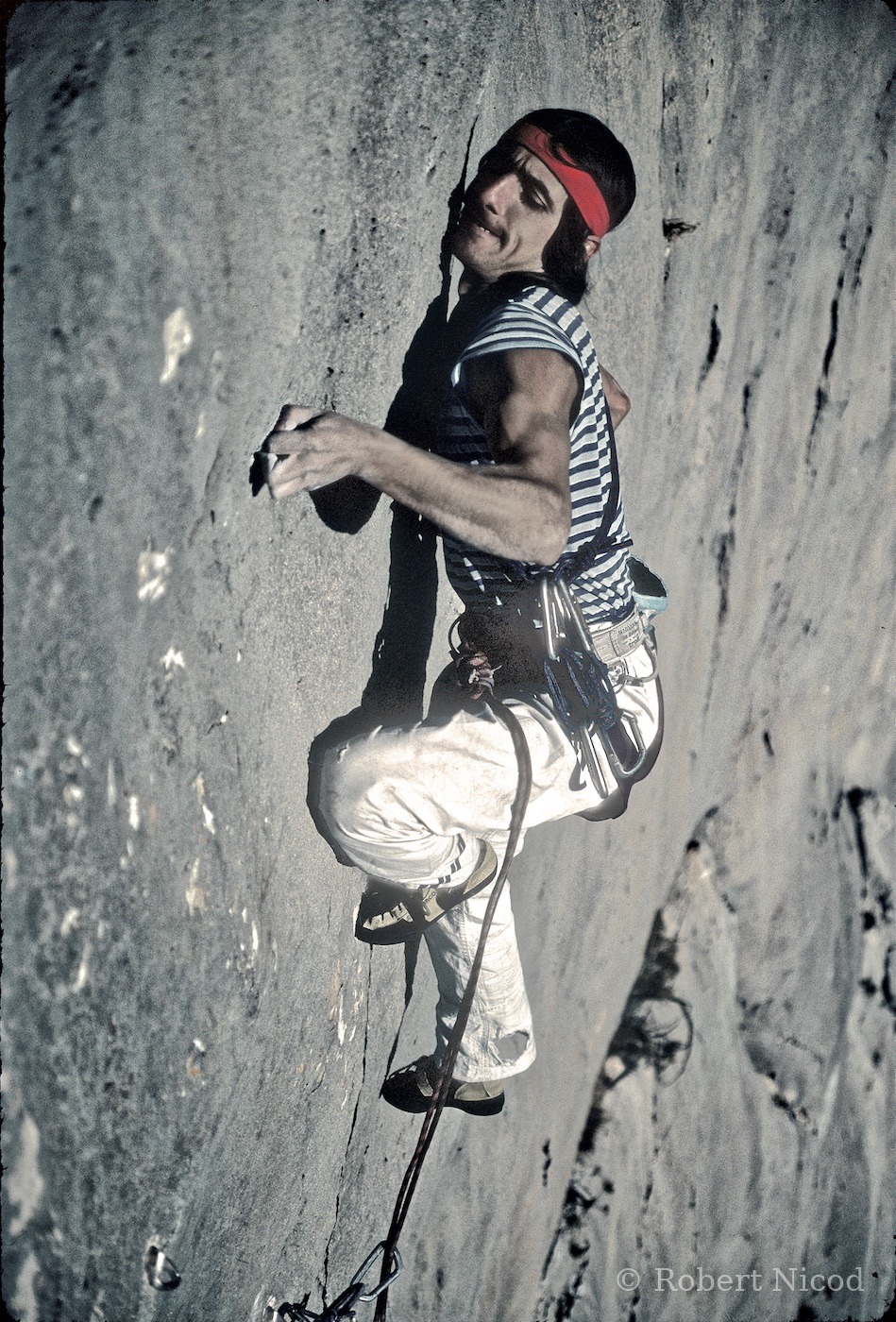 Escalade — Patrick Berhault, « Bombé de Pichenibule », l'un des plus durs passages du monde à l'époque, Verdon 1980